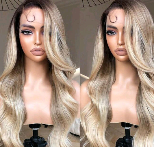 Ombre blonde body wave(human blend)high quality