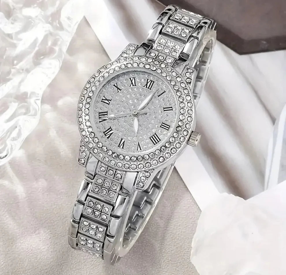 Women Gifting set Wrist Watch with Jewellery Earing Necklace Ring Bracelet