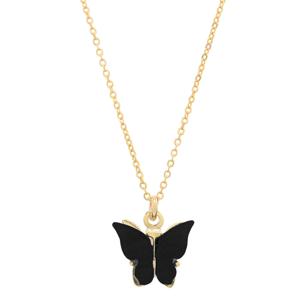 Black Butterfly Pendant Necklace
